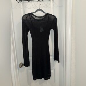 Wild Fable  Black Mesh Long Sleeve Dress